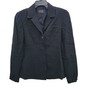 Dana Buchman Designer Women's Black Button Front Padded Shoulder Career Blazer 6